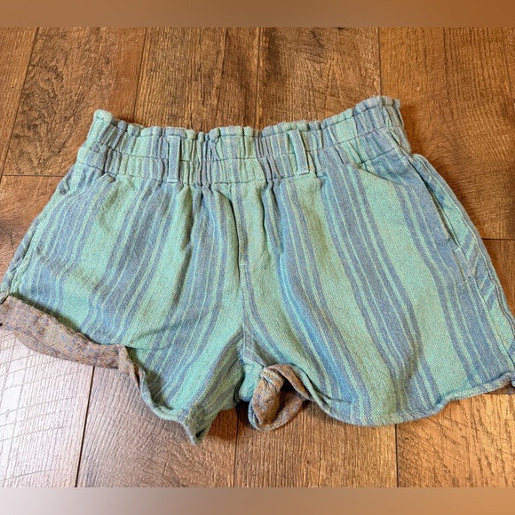Free People Solar Flare Baja Stripe Cuff Shorts In Ocean Blue Sz L - Picture 11 of 11